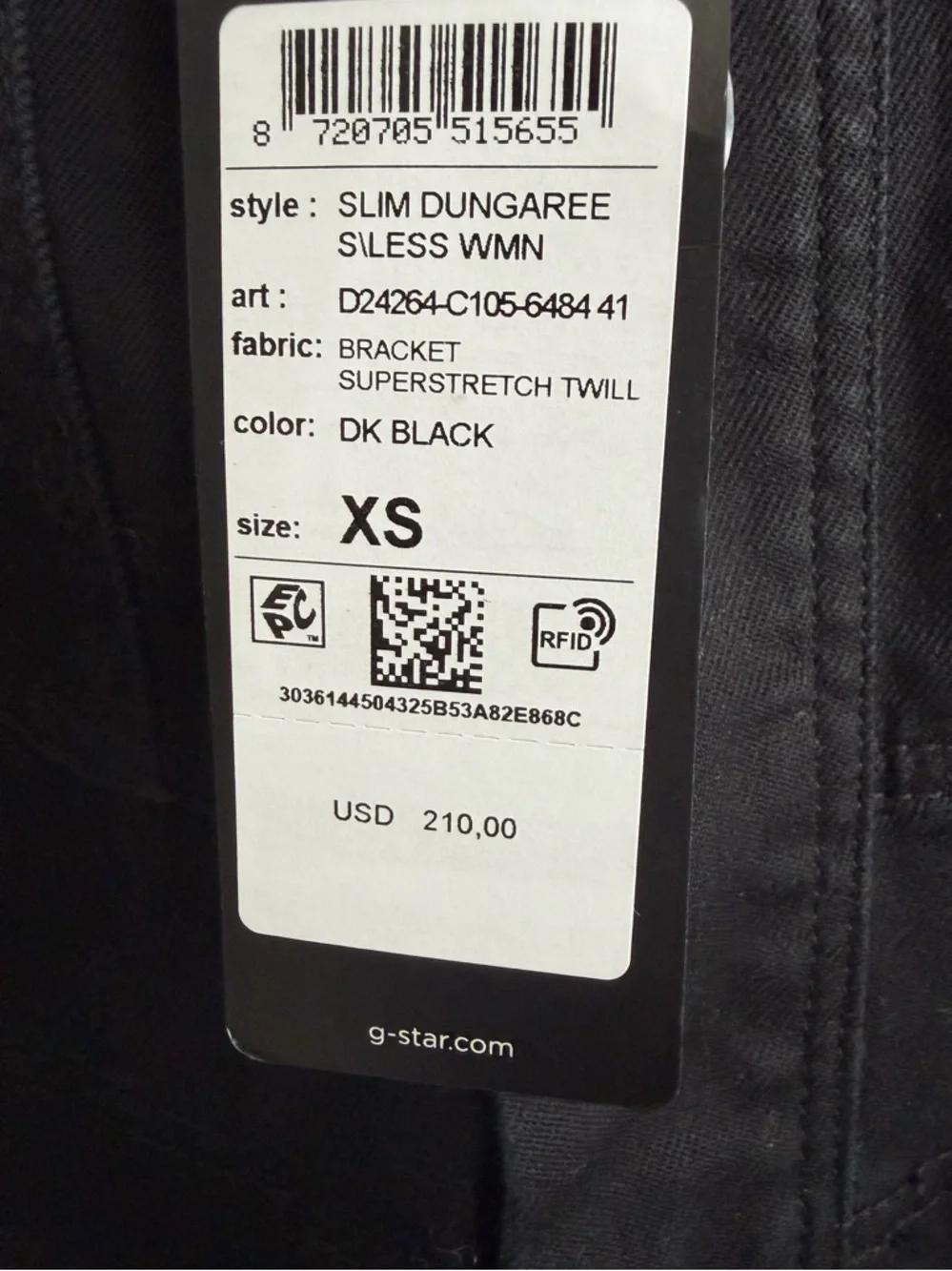G-Star Slim Women’s Denim Black Overalls size XS - Picture 7 of 11